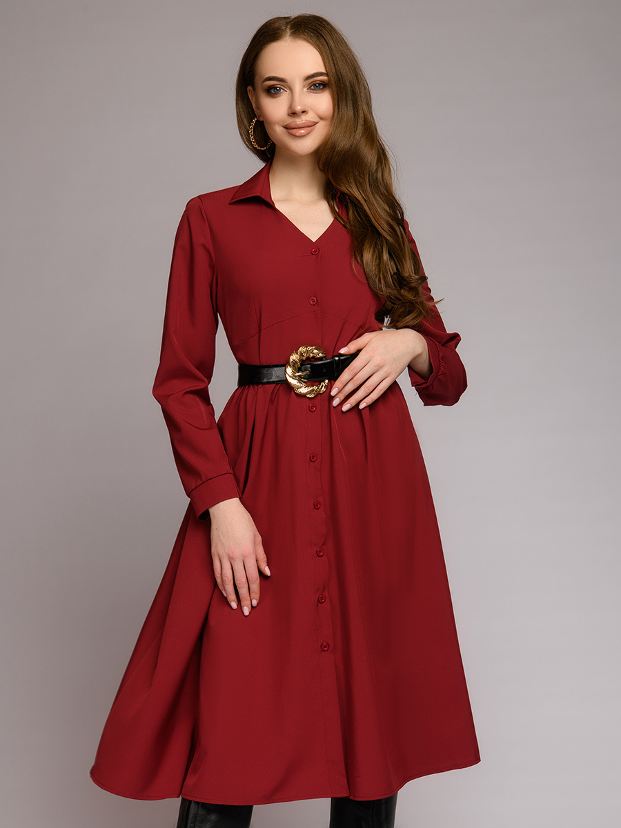 

Платье женское 1001dress 0112001-30048BO бордовое one size