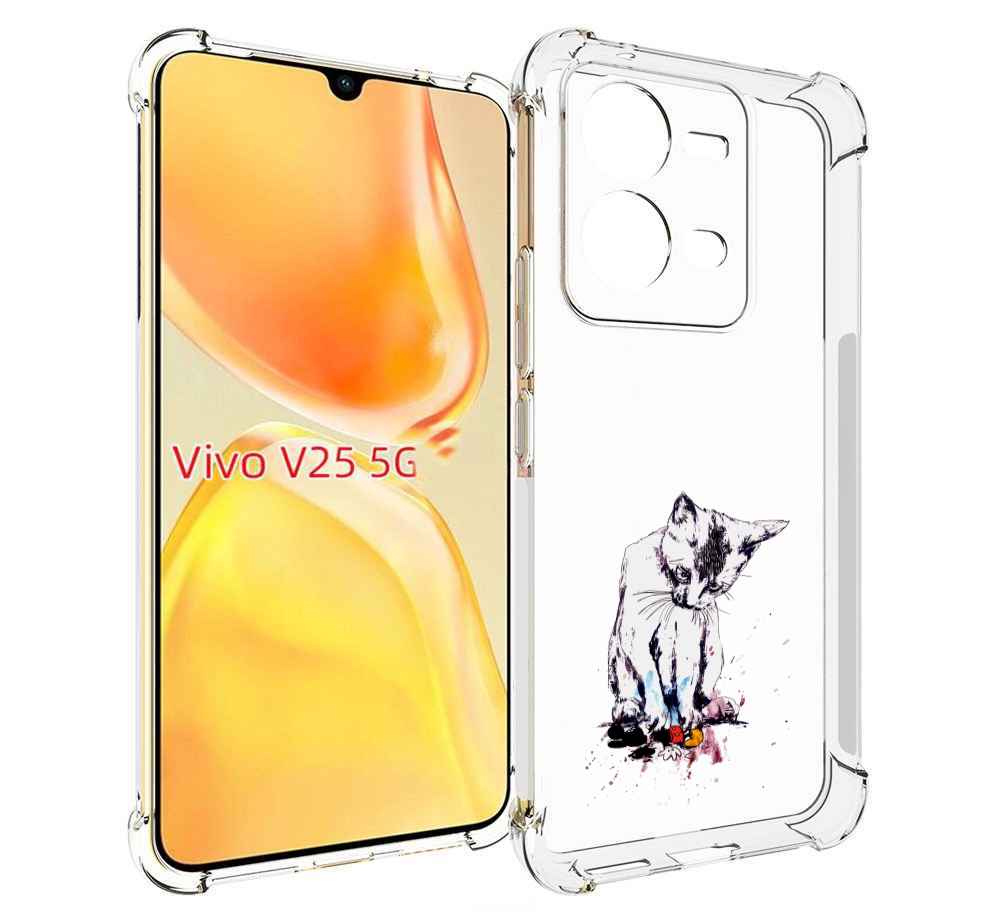 

Чехол MyPads кот и микки для Vivo V25 5G / V25e, Прозрачный, Tocco