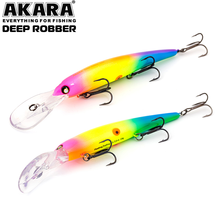 

Воблер Akara Deep Robber 120F 19 гр 2/3 oz 4,7 in A126, Разноцветный, Deep Robber