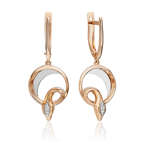 

Серьги подвески из белого золота/красного золота PLATINA jewelry 02-4817-00, бриллиант, 02-4817-00