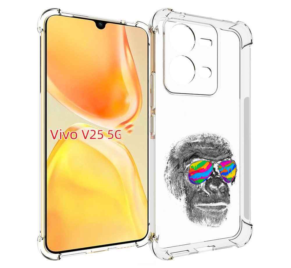Чехол MyPads крутая обезьяна в очках для Vivo V25 5G / V25e