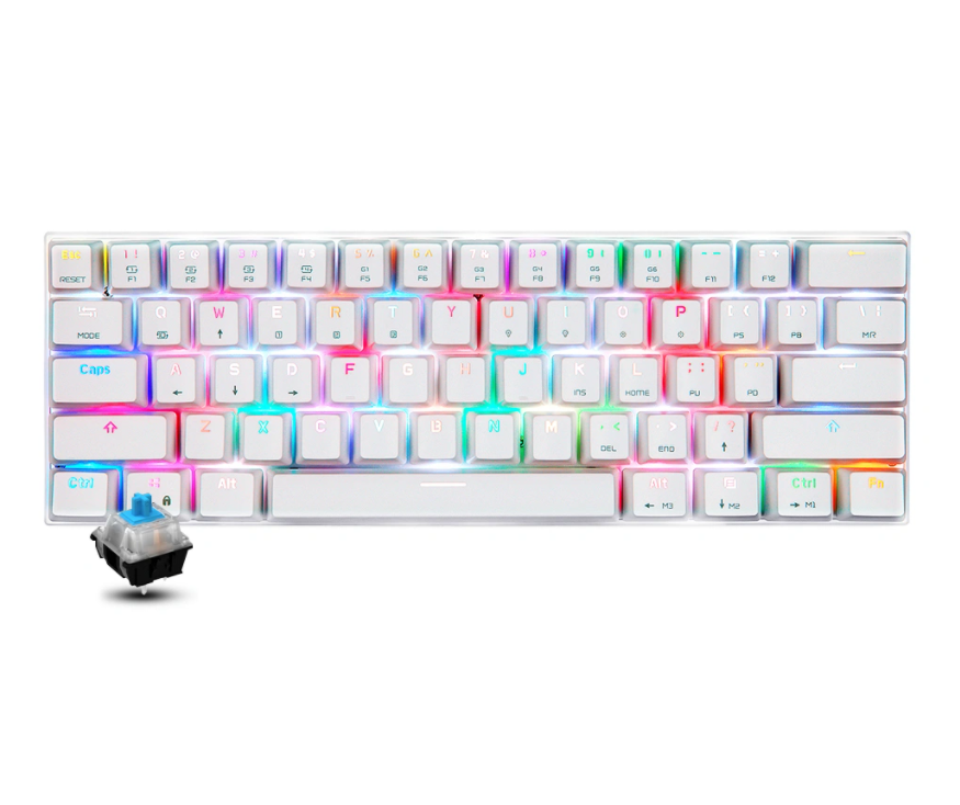 

Клавиатура Motospeed CK62 White RGB Blue Switch (русская раскладка), CK62 White RGB Blue Switch