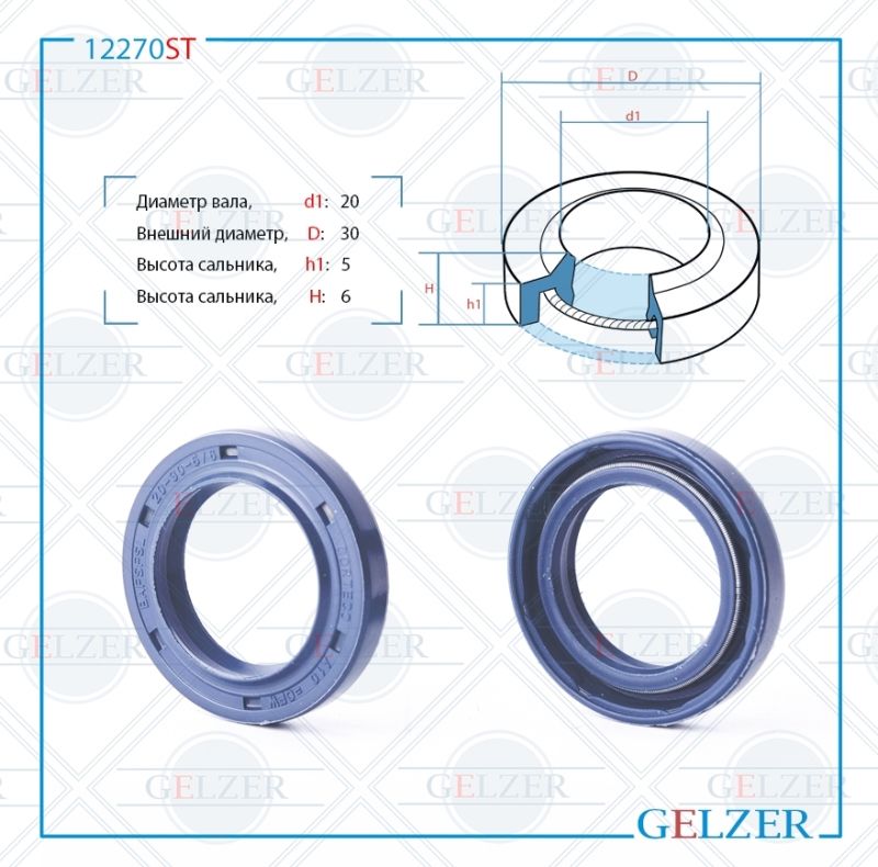 

Сальник рулевой рейки GELZER 20*30*5/6 (1PM) 12270ST, 12270ST