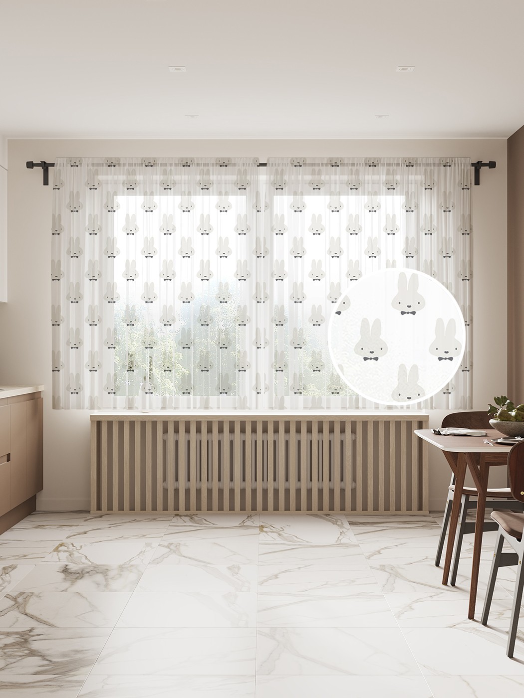 

Фототюль JoyArty "Заяц с бантиком", 145x180 см (2 полотна со шторной лентой + 50 крючков), Заяц с бантиком