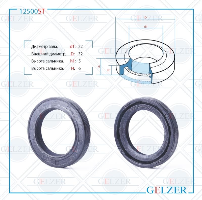 

Сальник рулевой рейки GELZER 22*32*5/6 (1PM) 12500ST, 12500ST
