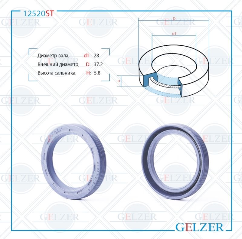 

Сальник рулевой рейки GELZER 28*37.2*5.8 (0M) 12520ST, 12520ST
