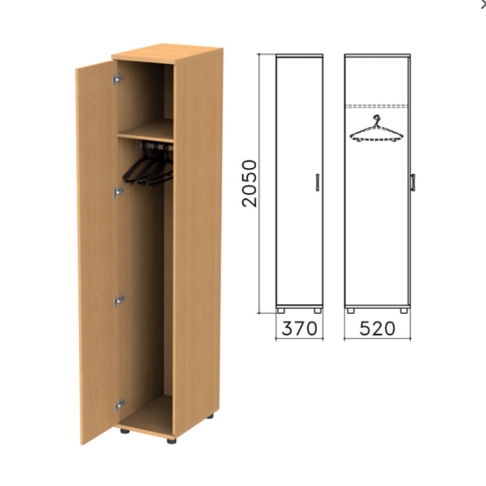 

Шкаф для одежды "Монолит", 370х520х2050 мм, цвет бук бавария, ШМ52.1, Бежевый, [object Object]