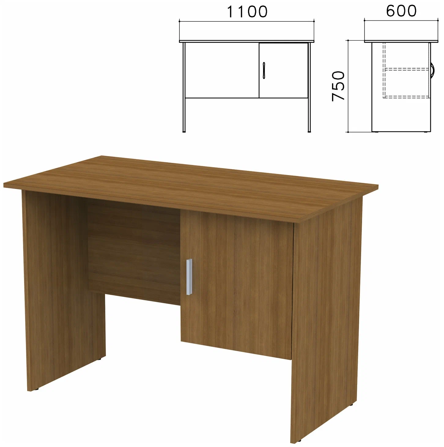 фото Стол письменный "канц", 1100х600х750 мм, тумба с дверью, цвет орех пирамидальный, ск26.9
