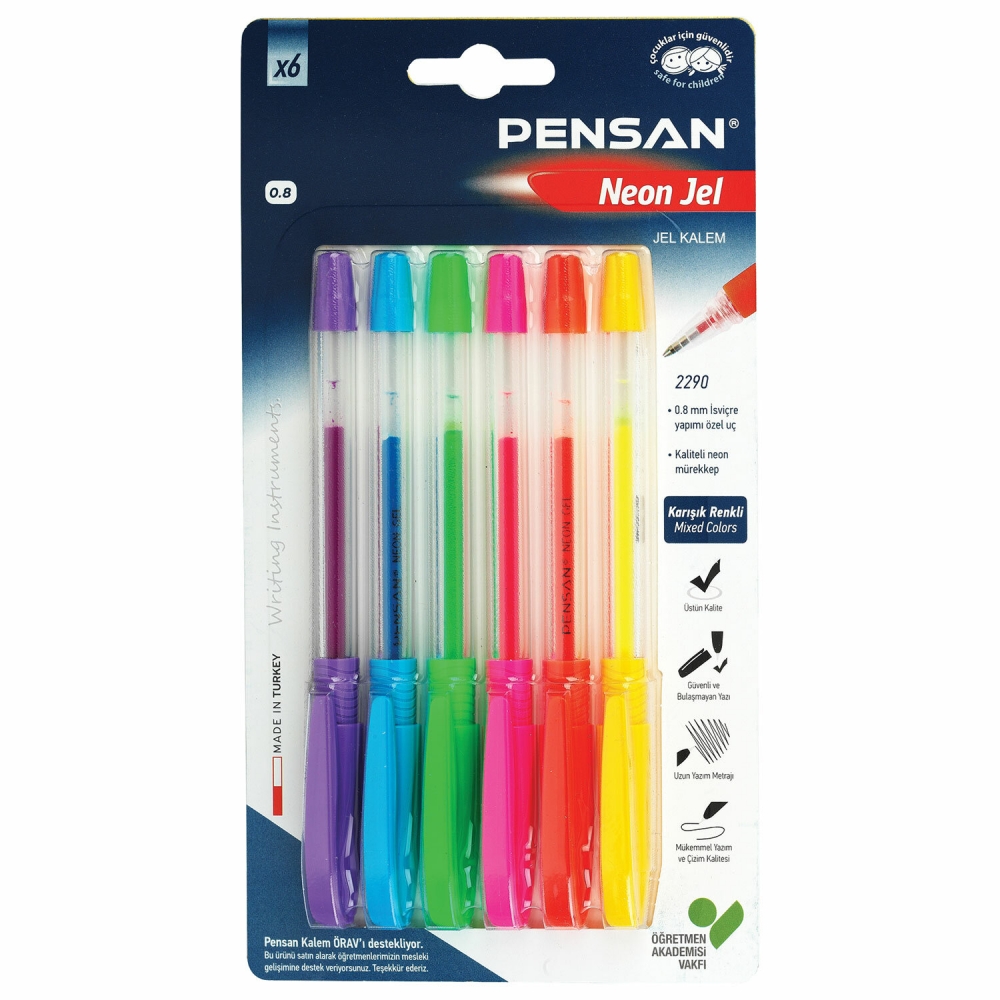 

Набор из 2 шт, Ручки гелевые Pensan Neon Gel, Набор 6 ЦВЕТОВ, узел 1 мм, 2290/B6 (143839)