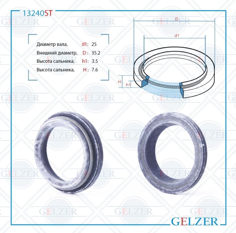 

Сальник рулевой рейки GELZER 25*35.2*3.5/7.6 (4) 13240ST, 13240ST