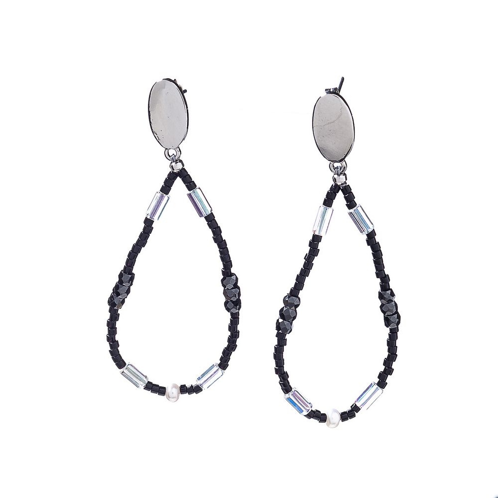 

Серьги подвески из бижутерного сплава Lanzerotti LZ-22.11-399, гематит/жемчуг, LZ-22.11-399