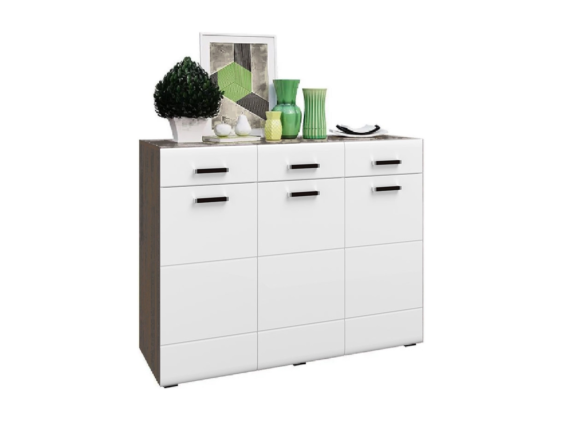 

Нэнси NEW МДФ Комод (3дв.+3ящ.) (Белый глянец, Венге)