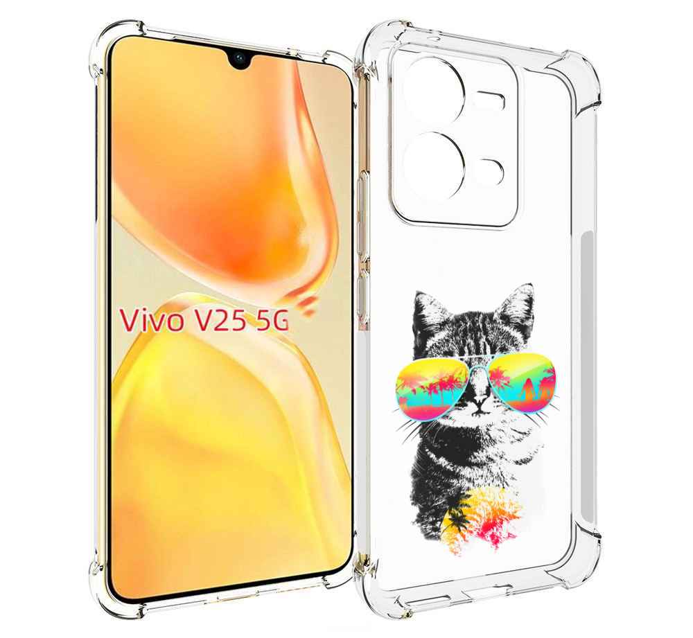 

Чехол MyPads крутой кот для Vivo V25 5G / V25e, Прозрачный, Tocco