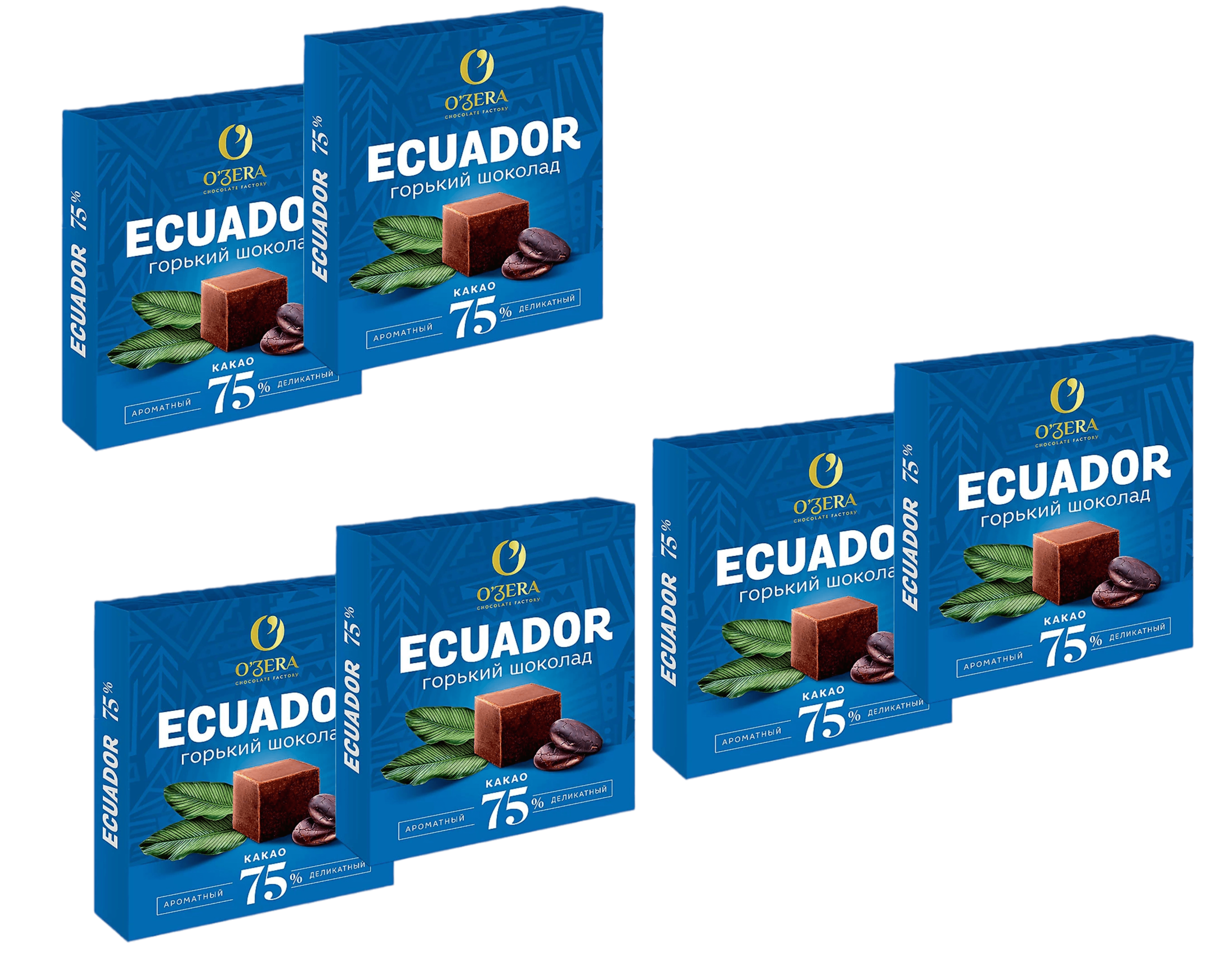 Шоколад в кубиках ECUADOR 75%, 90 г х 6 шт.ук
