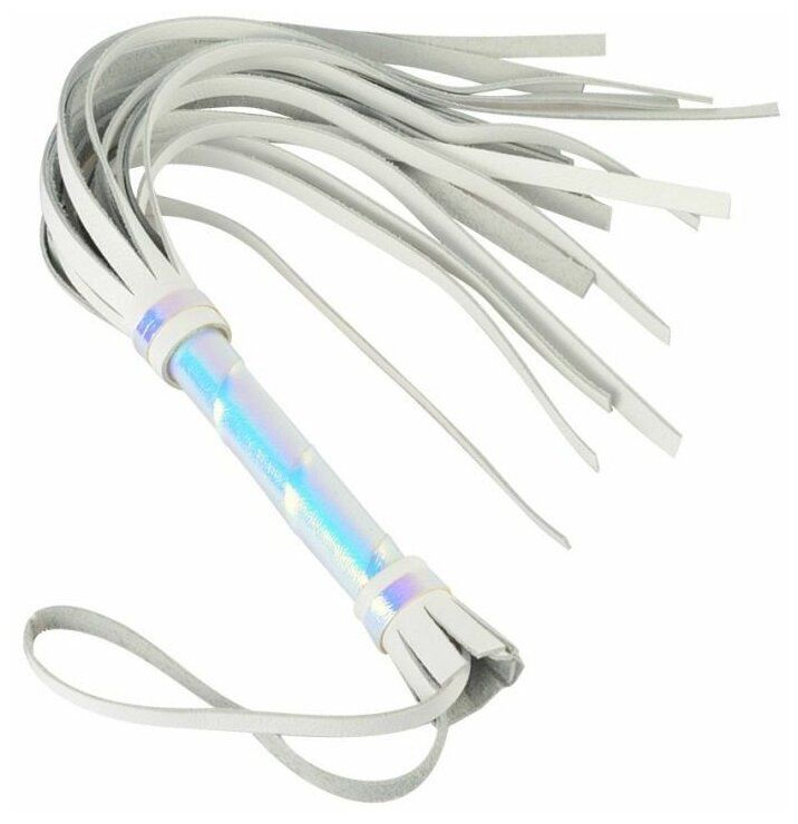 Белая кожаная плеть с перламутровым блеском - 40 см., 3011-39, арт: 184344, белый,