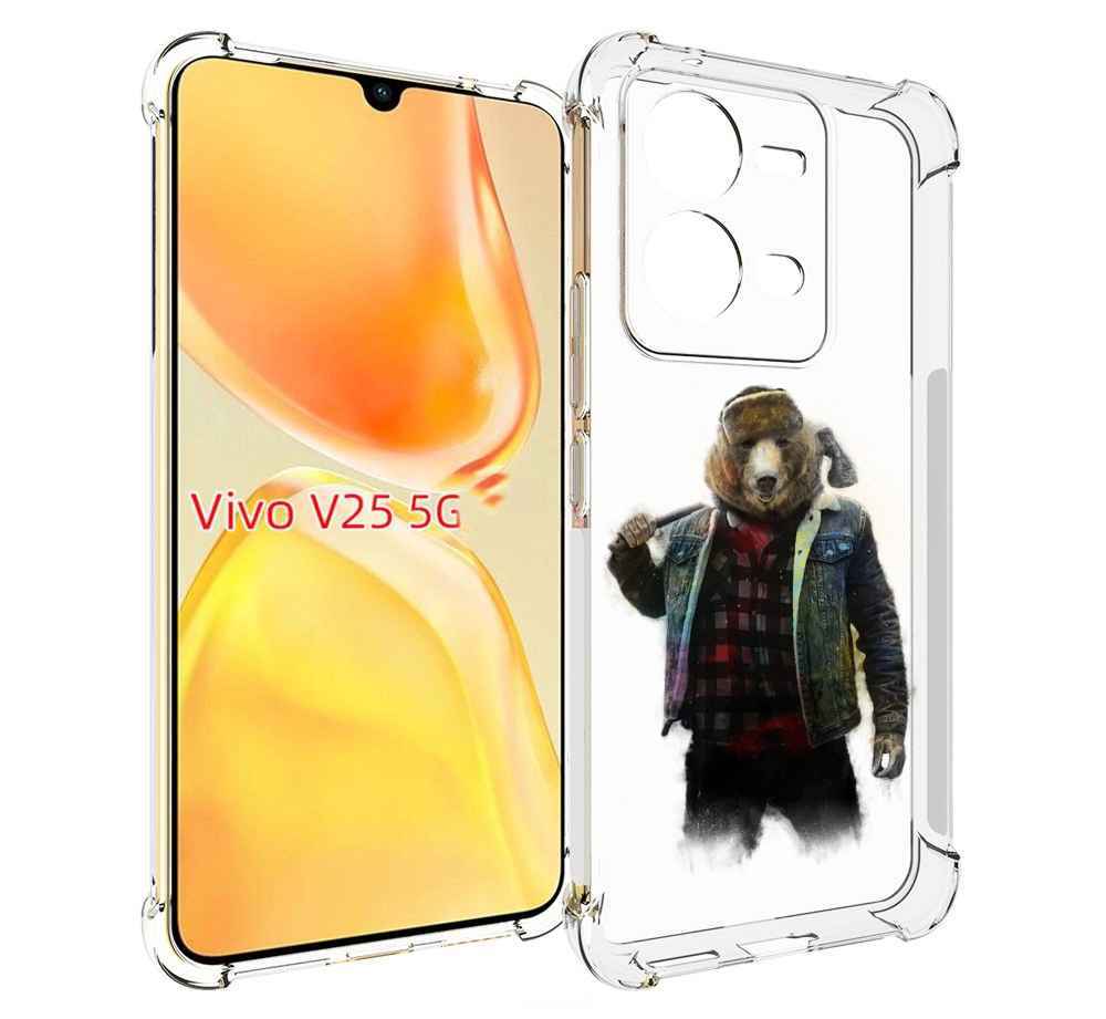 

Чехол MyPads медведь с топором для Vivo V25 5G / V25e, Прозрачный, Tocco
