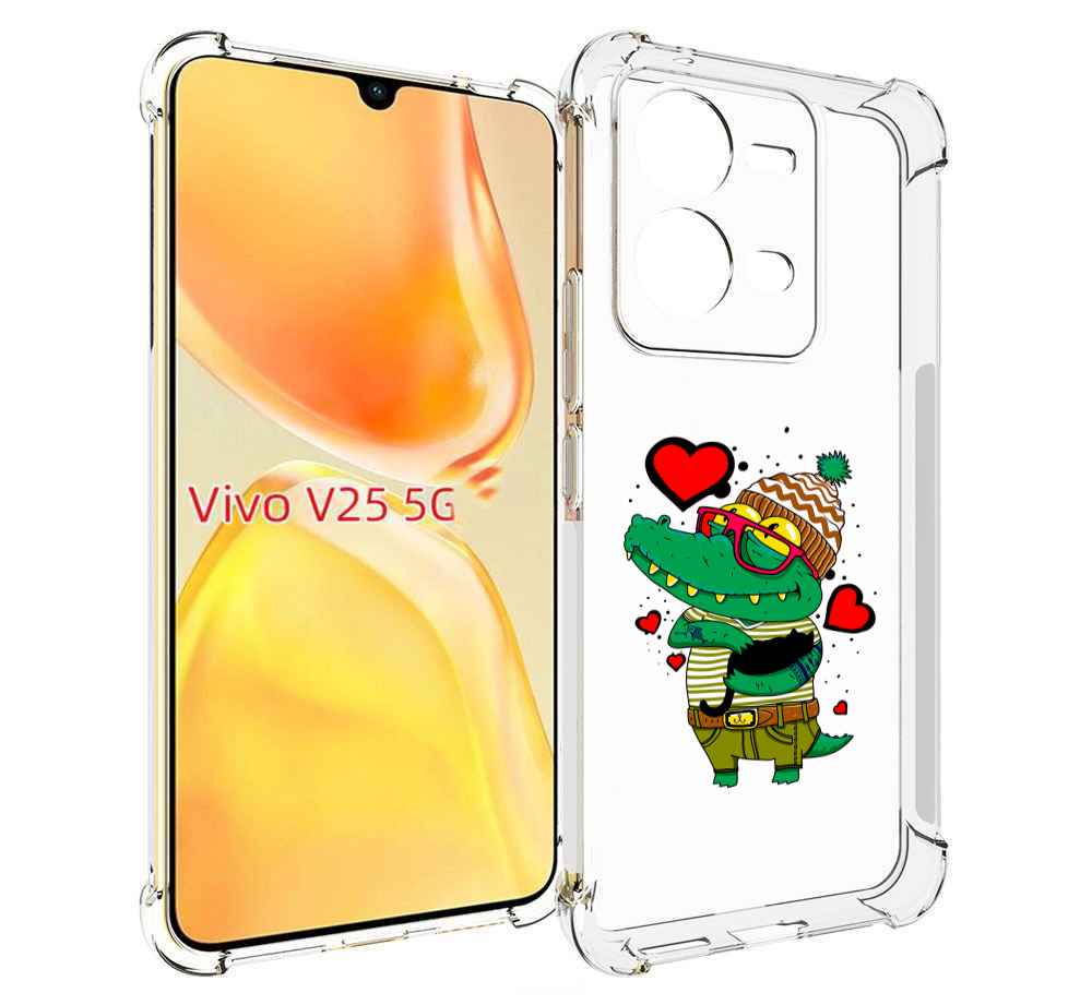 

Чехол MyPads Влюбленный крокодил для Vivo V25 5G / V25e, Прозрачный, Tocco