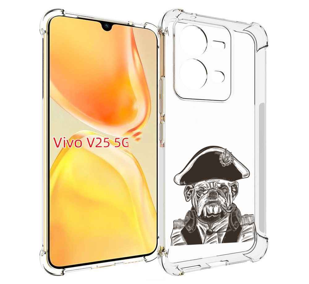 

Чехол MyPads мопс генерал для Vivo V25 5G / V25e, Прозрачный, Tocco