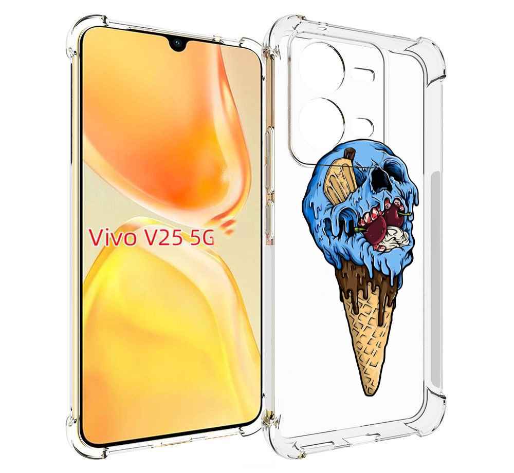 

Чехол MyPads мороженное череп для Vivo V25 5G / V25e, Прозрачный, Tocco