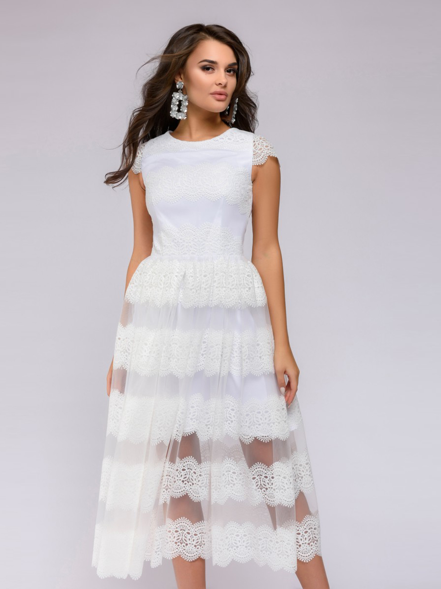 

Платье женское 1001dress 0122001-01281BS белое 46, 0122001-01281
