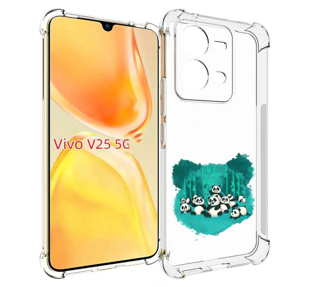 

Чехол MyPads нарисованные панды для Vivo V25 5G / V25e, Прозрачный, Tocco