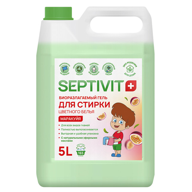 фото Гель для стирки цветного белья маракуйя septivit premium 5л