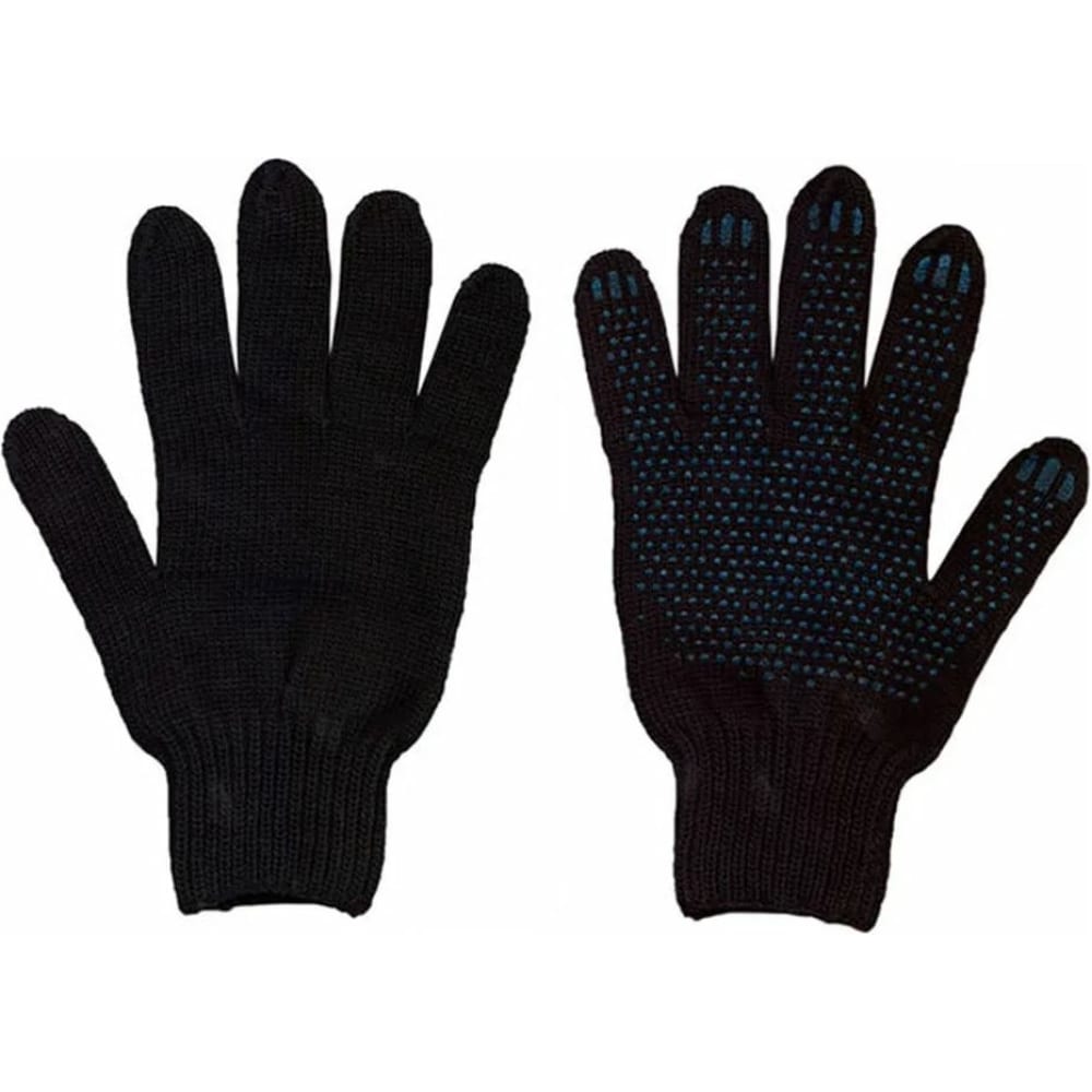 фото R2r перчатки х/б 10кл. 4 н. с пвх черные (500 пар/уп) 7010-0410bl