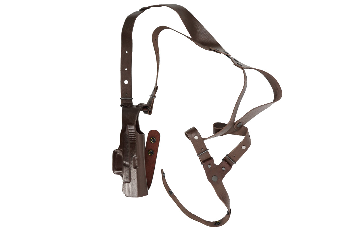 

Кобура Holster наплечная вертикального ношения, модель V для Glock-19 (коричневый, кожа), V