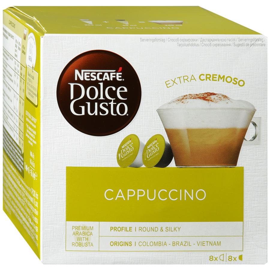 Капсулы для кофемашин NESCAFE Dolce Gusto Cappuccino 8 шт*8 г, молочные капсулы 8 шт*17 г