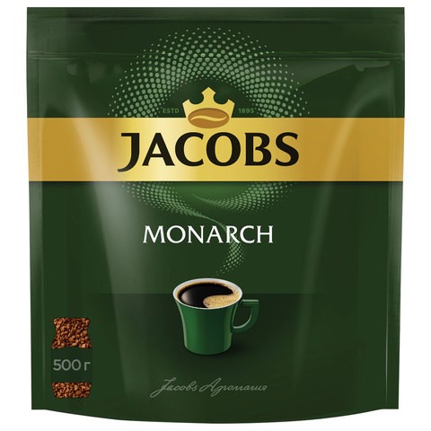 Кофе растворимый JACOBS MONARCH, сублимированный, 500 г, мягкая упаковка