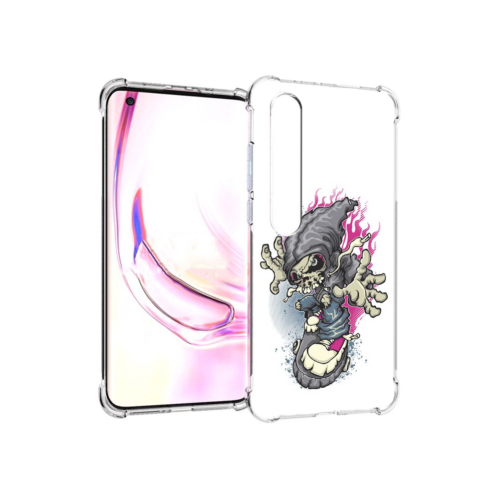 

Чехол MyPads Tocco для Xiaomi Mi 10 Pro нарисованный скелет на скейт борде, Прозрачный, Tocco
