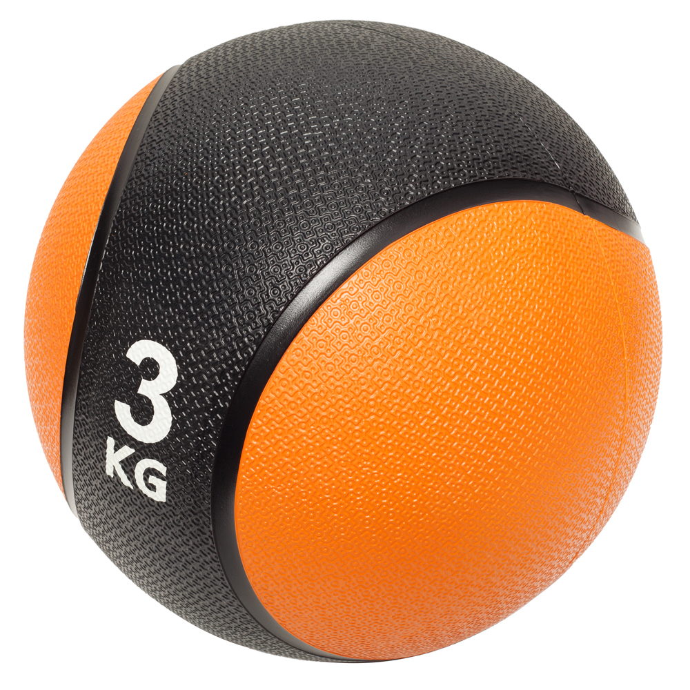 Медбол 3кг STRONG BODY медицинский мяч для фитнеса черно-оранжевый