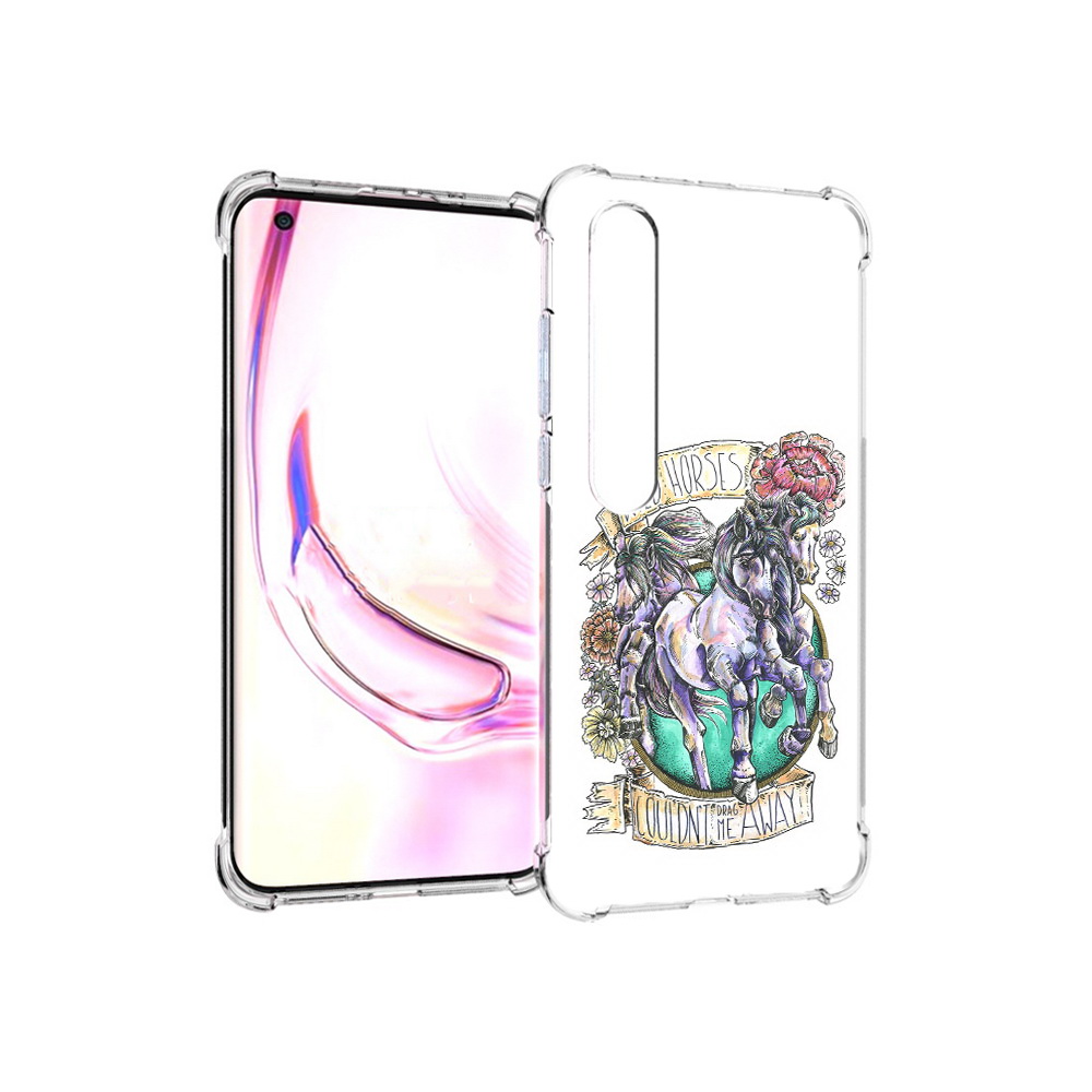 

Чехол MyPads Tocco для Xiaomi Mi 10 Pro рисунок коней в цветах (PT144585.295.582), Прозрачный, Tocco