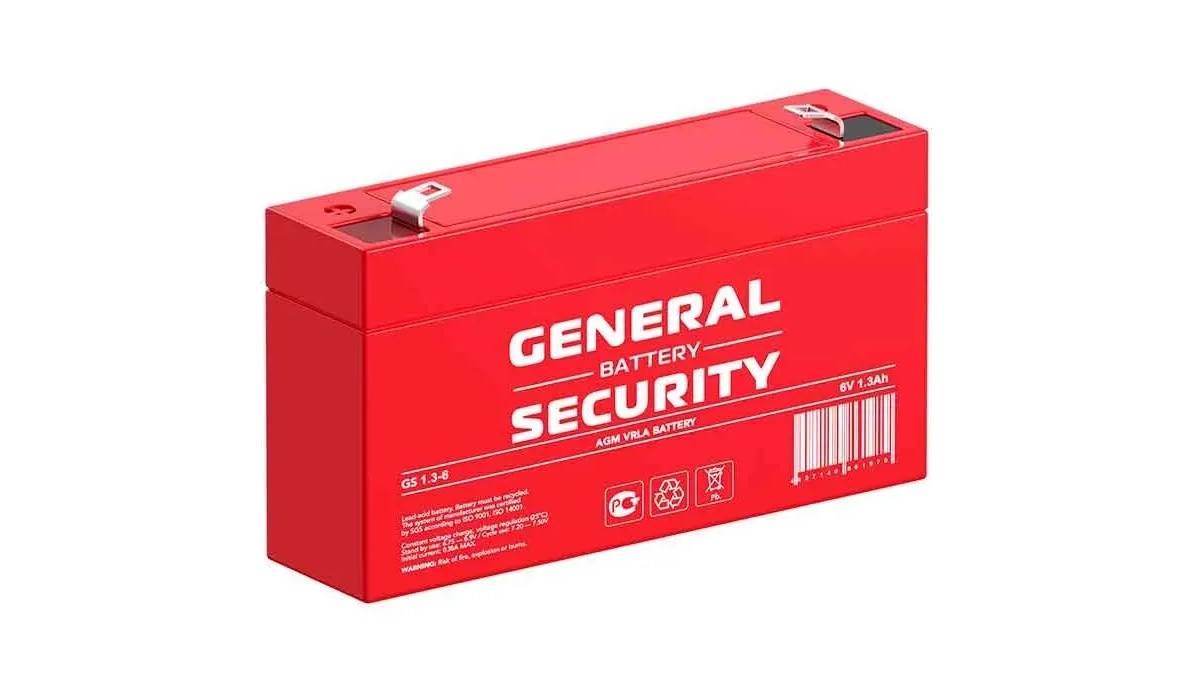 Свинцово-кислотный аккумулятор General Security GS 6-1.3 6В 1.3Ач