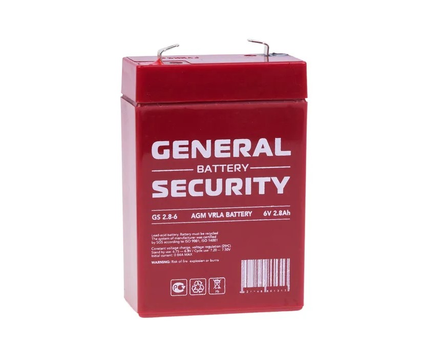 

Аккумулятор для ИБП General Security 2.8 А/ч 6 В
