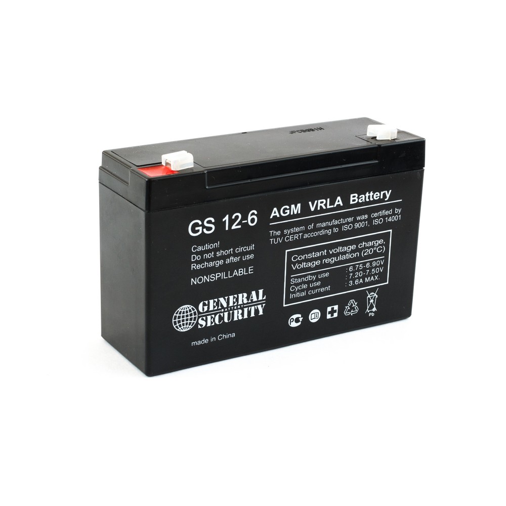 фото Аккумулятор для ибп general security gs 12-6 (6в 12ач / 6v 12ah)