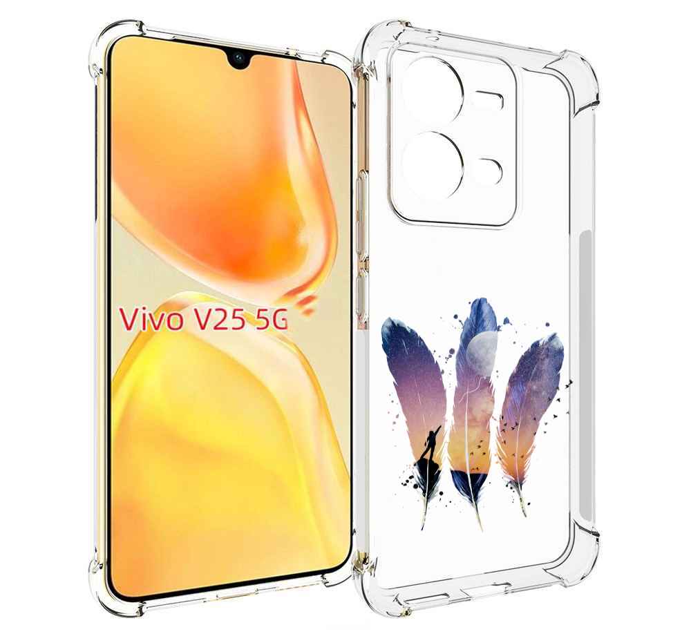 

Чехол MyPads небесные перья для Vivo V25 5G / V25e, Прозрачный, Tocco