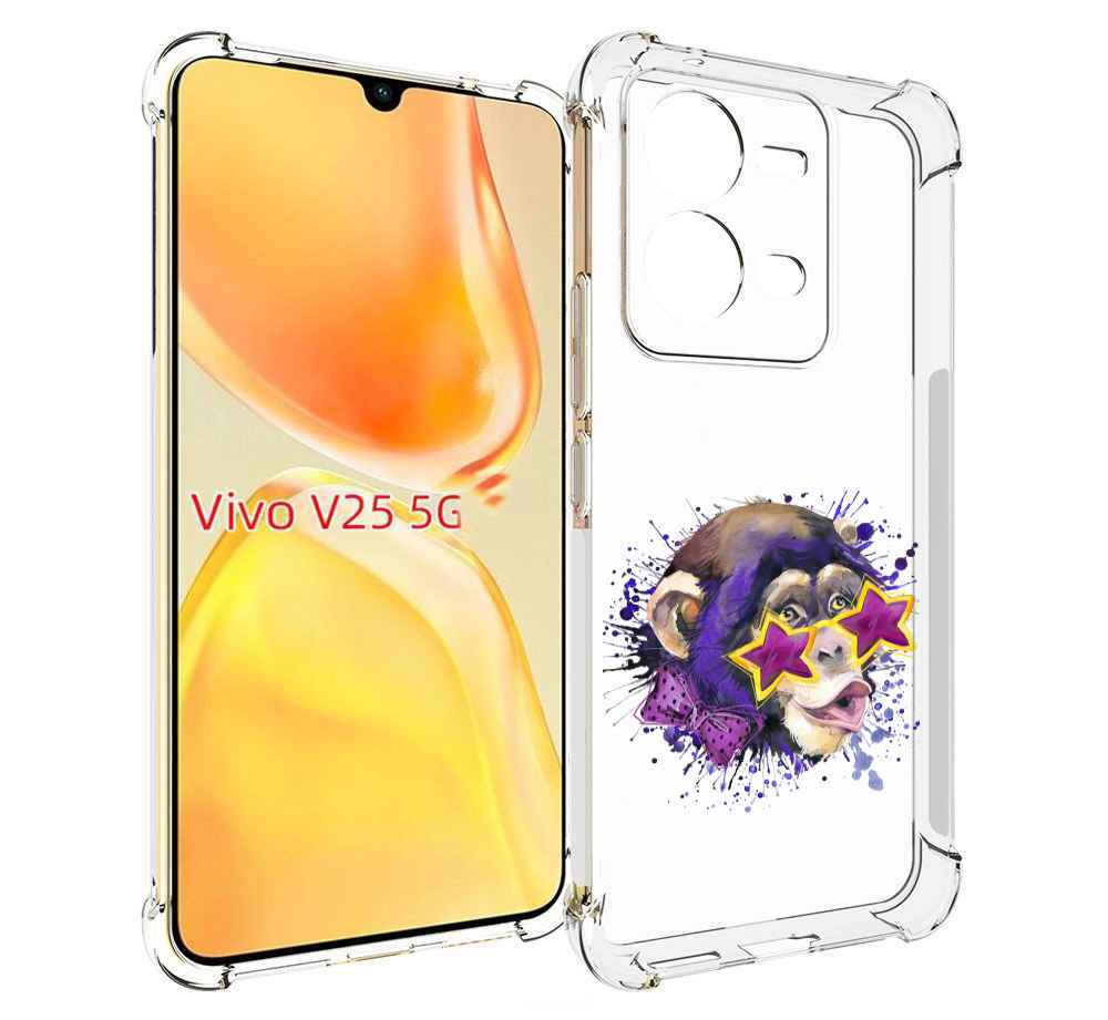 

Чехол MyPads обезьяна в очках для Vivo V25 5G / V25e, Прозрачный, Tocco