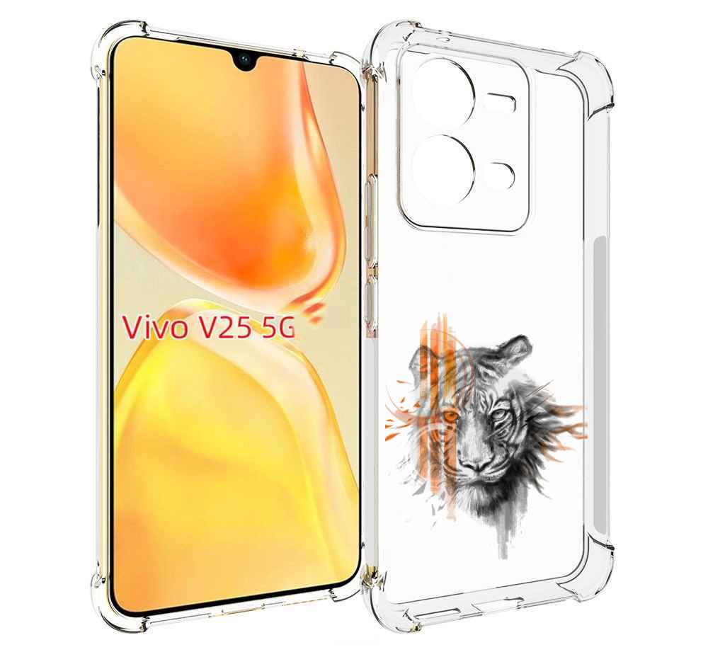 

Чехол MyPads огненный тигр для Vivo V25 5G / V25e, Прозрачный, Tocco