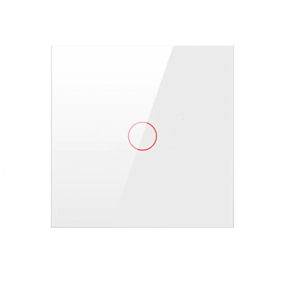 Умный выключатель Tuya с Алисой Яндекс Wi-Fi одиночный сенсорный, белый, стеклянный