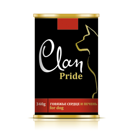 

Влажный корм для собак Clan Pride Говяжье сердце и печень в желе 340 г