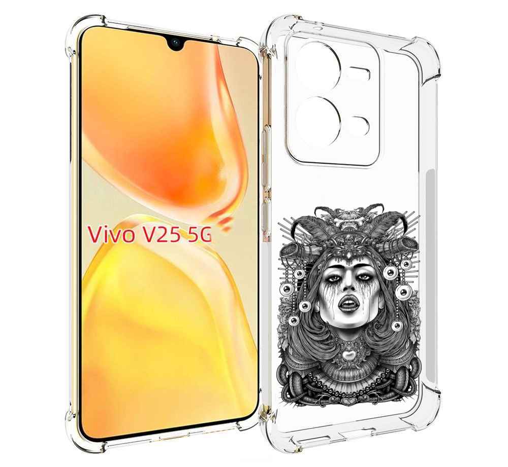 

Чехол MyPads портрет девушки черно белый для Vivo V25 5G / V25e, Прозрачный, Tocco