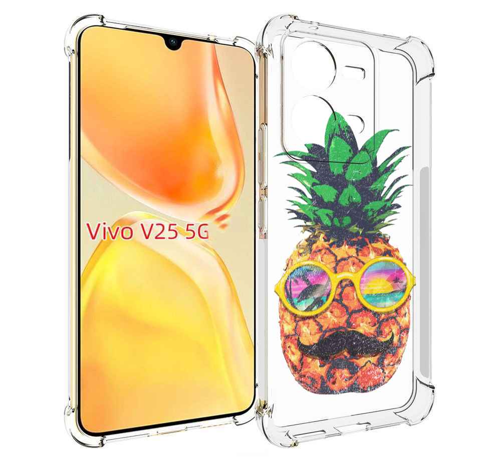 

Чехол MyPads прикольный ананас с лицом для Vivo V25 5G / V25e, Прозрачный, Tocco