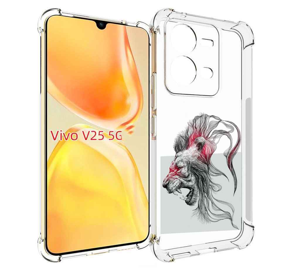 

Чехол MyPads разъяренный лев для Vivo V25 5G / V25e, Прозрачный, Tocco