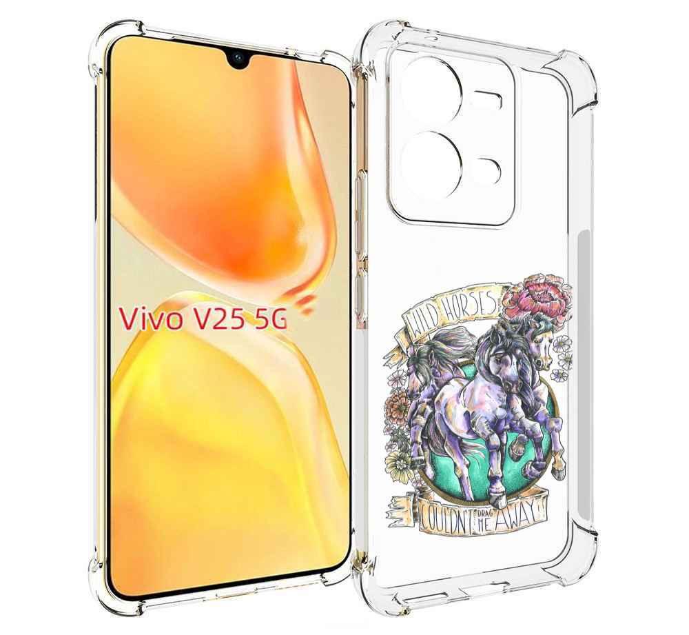 

Чехол MyPads рисунок коней в цветах для Vivo V25 5G / V25e, Прозрачный, Tocco