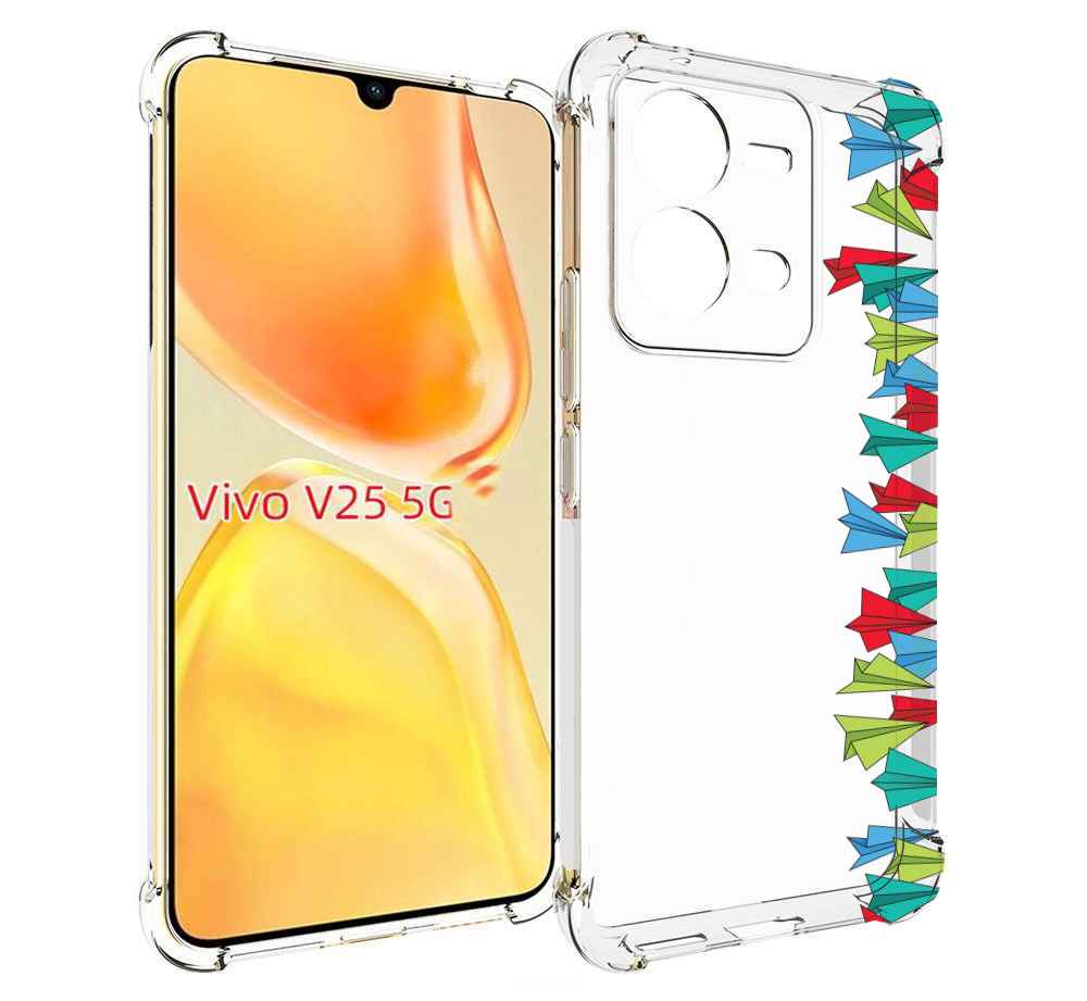 

Чехол MyPads самолетики из листочков для Vivo V25 5G / V25e, Прозрачный, Tocco