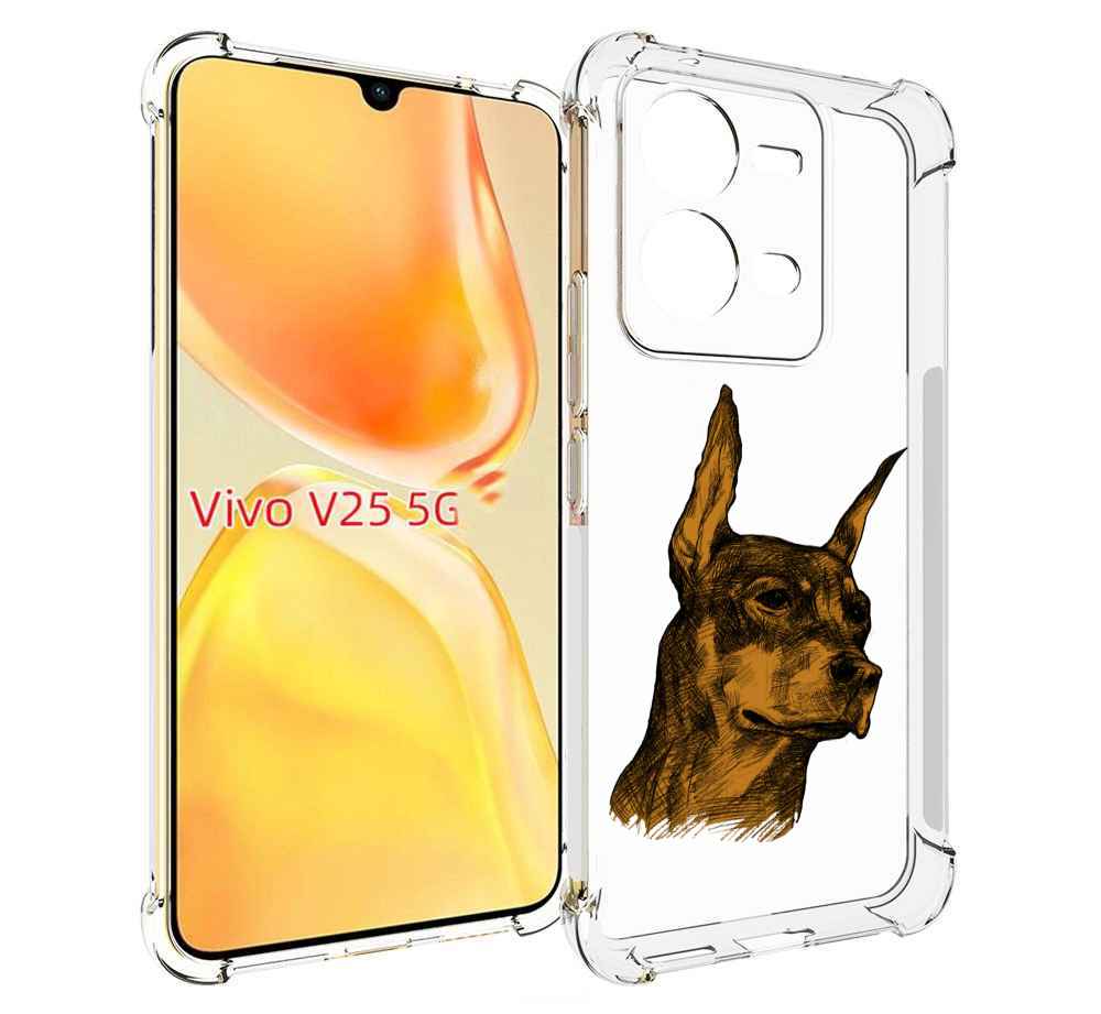 

Чехол MyPads скетч доберман для Vivo V25 5G / V25e, Прозрачный, Tocco