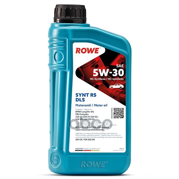 Моторное масло ROWE синтетическое 5W30 Hightec Synt Rs Dls B4/C3/A3 1л