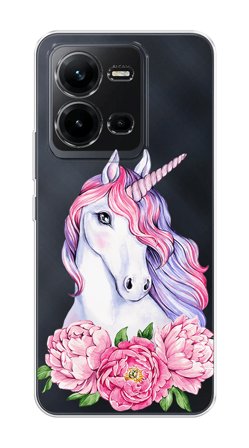 

Чехол на Vivo V25/V25e "Единорог с пионами", Розовый;белый;зеленый, 267650-1