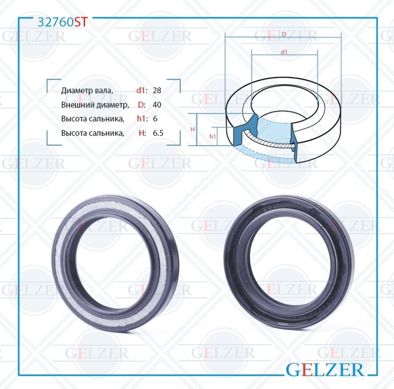 

Сальник рулевой рейки GELZER 28*40*6/6.5 (1PM) 32760ST, 32760ST